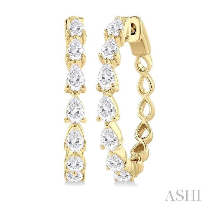 ASHI Pear Shape North-South Diamond Fashion Hoop Earrings 629D0PPFHERYG-1.5-PR