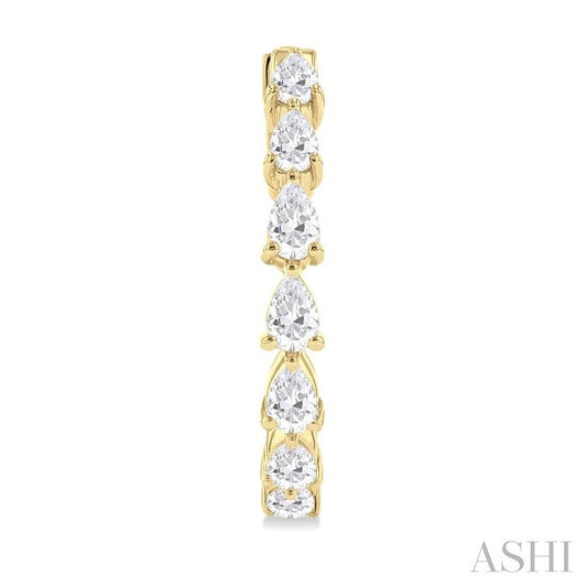 ASHI Pear Shape North-South Diamond Fashion Hoop Earrings 629D0PPFHERYG-1.5-PR