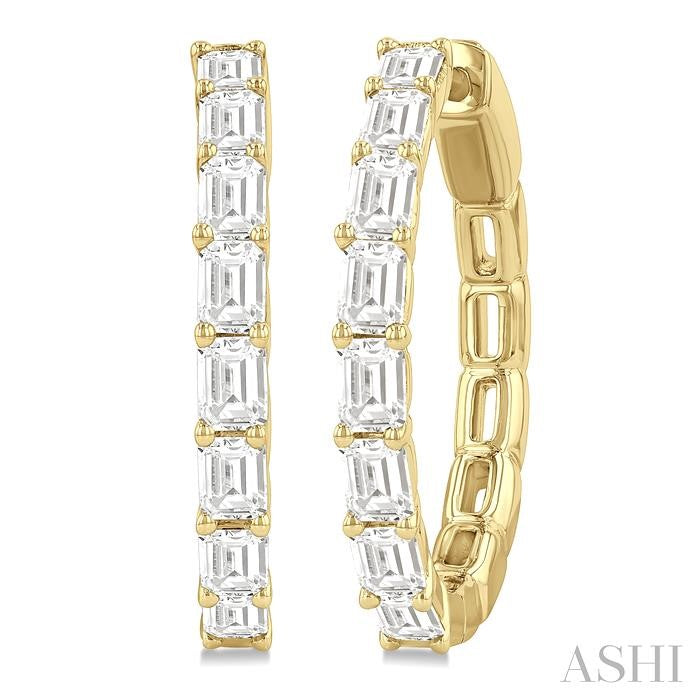 ASHI Emerald Shape North-South Diamond Fashion Hoop Earrings 629D0PPFHERYG-1.9-OC