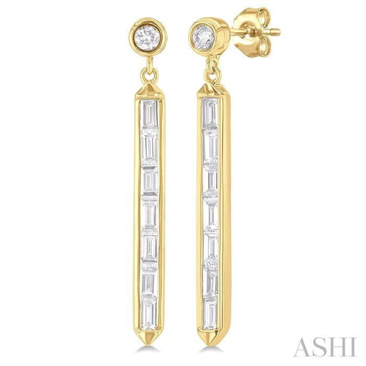 ASHI Vertical Bar Baguette Diamond Fashion Long Earrings 629E3PPFGERYG