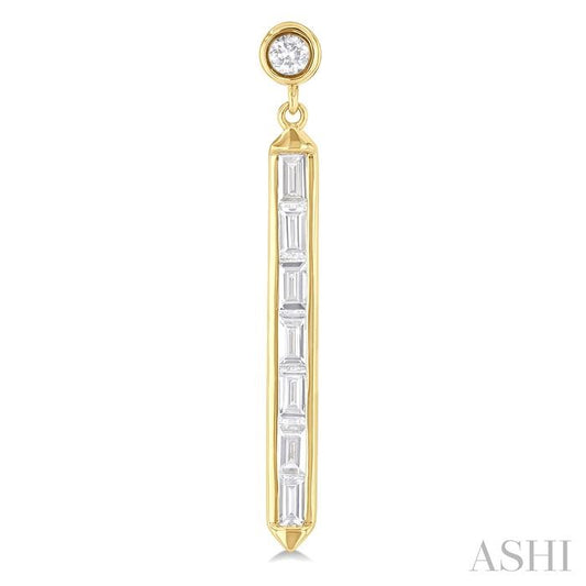 ASHI Vertical Bar Baguette Diamond Fashion Long Earrings 629E3PPFGERYG