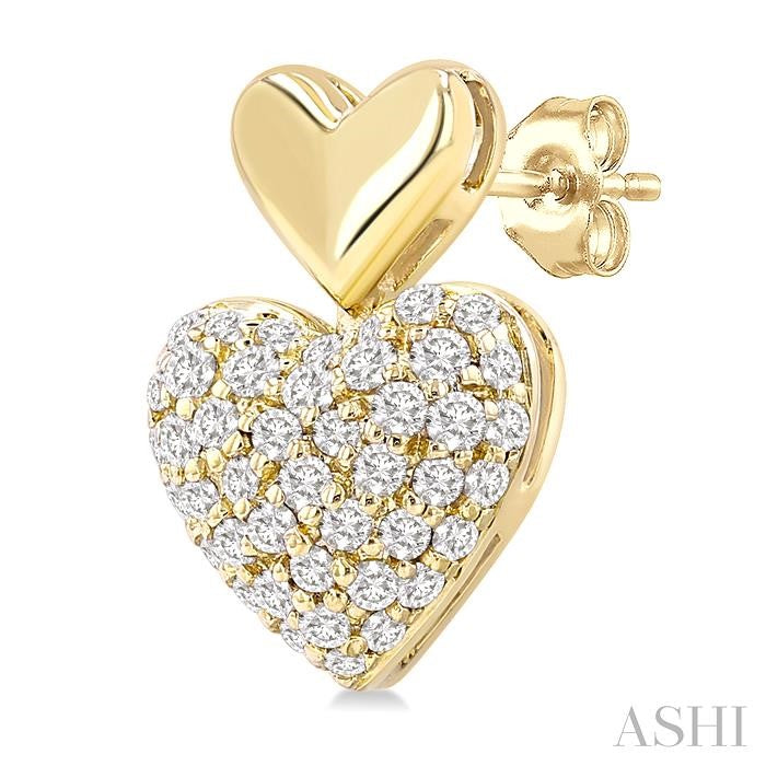 ASHI Pave-Set Heart Shape Diamond Fashion Earrings 629F5PPTSERYG-HT