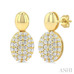 ASHI Pave-Set Oval Shape Diamond Fashion Earrings 629F5PPTSERYG-OV