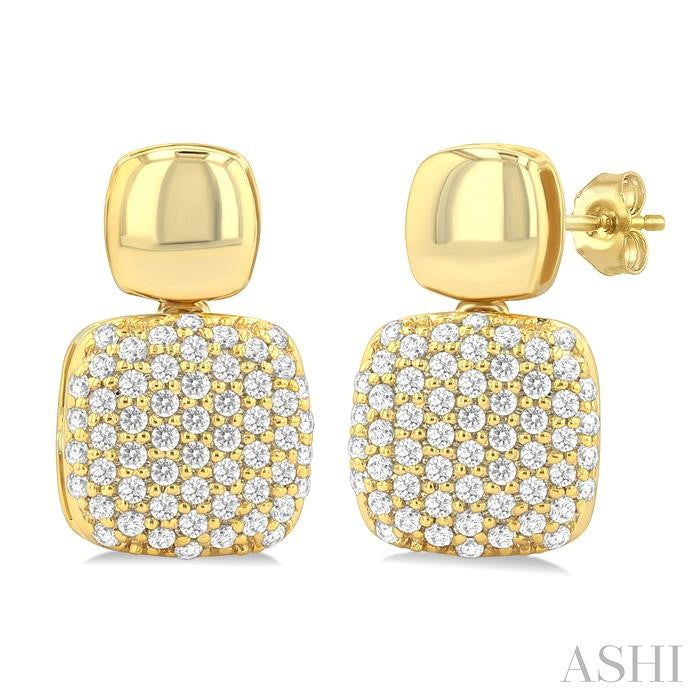ASHI Pave-Set Cushion Shape Diamond Fashion Earrings 629F5PPTSERYG-SQ