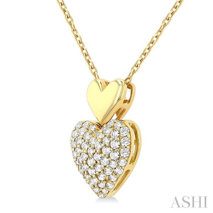 ASHI Pave-Set Heart Shape Diamond Fashion Pendant 629F6PPTSPDYG-HT