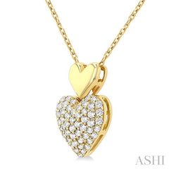 ASHI Pave-Set Heart Shape Diamond Fashion Pendant 629F6PPTSPDYG-HT