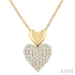 ASHI Pave-Set Heart Shape Diamond Fashion Pendant 629F6PPTSPDYG-HT