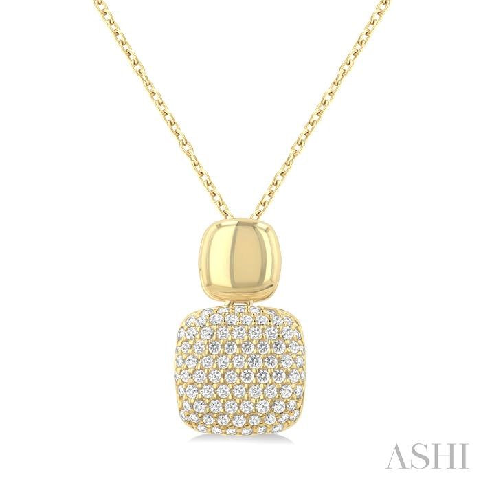 ASHI Pave-Set Cushion Shape Diamond Fashion Pendant 629F6PPTSPDYG-SQ