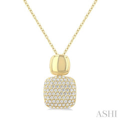 ASHI Pave-Set Cushion Shape Diamond Fashion Pendant 629F6PPTSPDYG-SQ