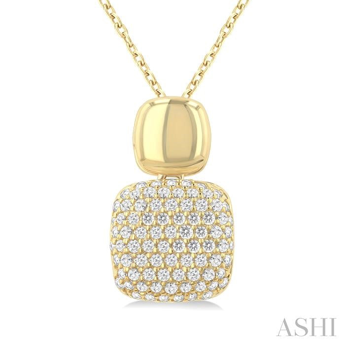 ASHI Pave-Set Cushion Shape Diamond Fashion Pendant 629F6PPTSPDYG-SQ