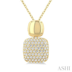 ASHI Pave-Set Cushion Shape Diamond Fashion Pendant 629F6PPTSPDYG-SQ