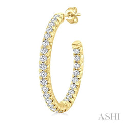 ASHI Pave Set Inside-Out Diamond Half Hoop Earrings 630D0PPFGERYG-1.50