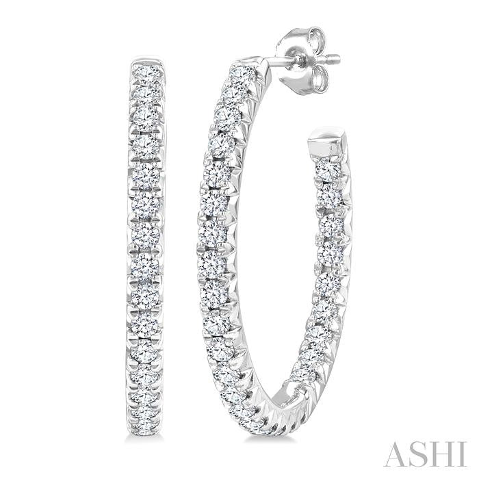 ASHI Pave Set Inside-Out Diamond Half Hoop Earrings 630D2PPFGERWG