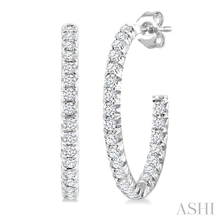 ASHI Pave Set Inside-Out Diamond Half Hoop Earrings 630D3PPFGERWG