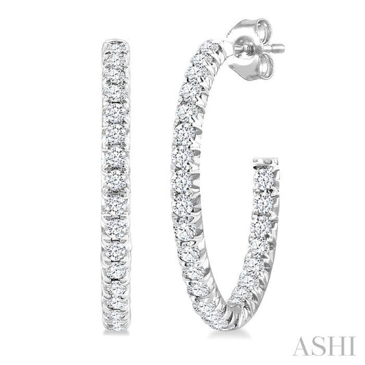 ASHI Pave Set Inside-Out Diamond Half Hoop Earrings 630D3PPFGERWG