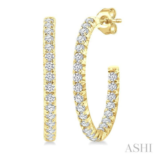 ASHI Pave Set Inside-Out Diamond Half Hoop Earrings 630D3PPFGERYG