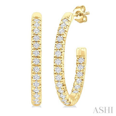 ASHI Pave Set Inside-Out Diamond Half Hoop Earrings 630D8PPFGERYG
