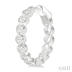 ASHI Round Shape Bezel Set Diamond Fashion Hoop Earrings 630F0PPFGERWG-RD