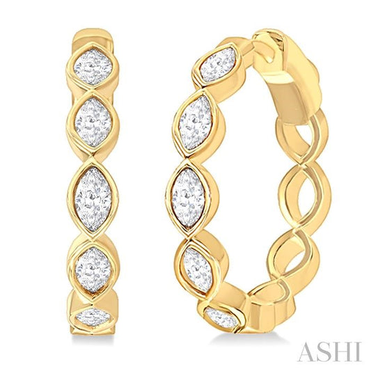 ASHI Marquise Shape Bezel Set Diamond Fashion Hoop Earrings 630F0PPFGERYG-MQ