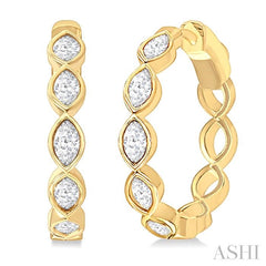 ASHI Marquise Shape Bezel Set Diamond Fashion Hoop Earrings 630F0PPFGERYG-MQ