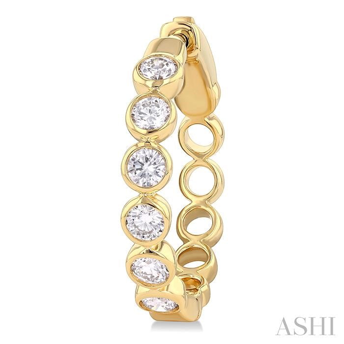 ASHI Round Shape Bezel Set Diamond Fashion Hoop Earrings 630F0PPFGERYG-RD