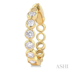ASHI Round Shape Bezel Set Diamond Fashion Hoop Earrings 630F0PPFGERYG-RD