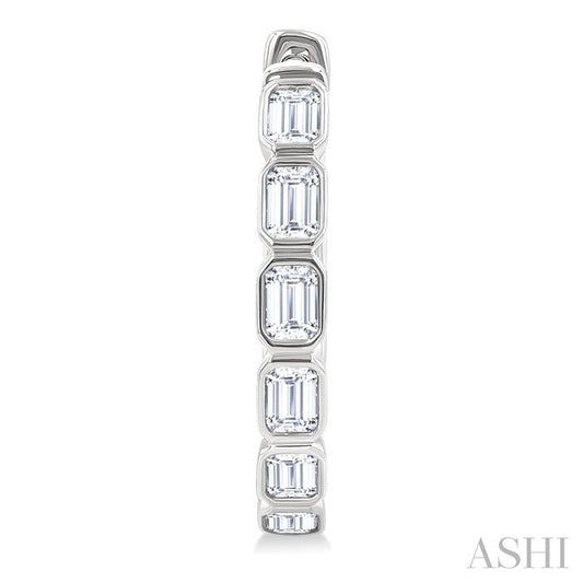 ASHI Emerald Shape Bezel Set Diamond Fashion Hoop Earrings 630F1PPFGERWG-OC