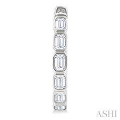 ASHI Emerald Shape Bezel Set Diamond Fashion Hoop Earrings 630F1PPFGERWG-OC