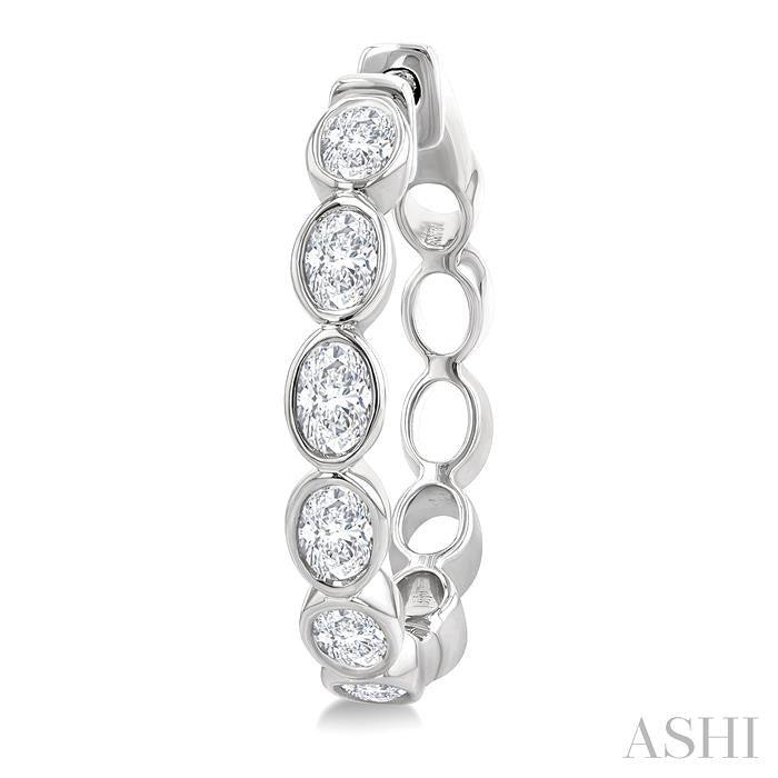 ASHI Oval Shape Bezel Set Diamond Fashion Hoop Earrings 630F1PPFGERWG-OV