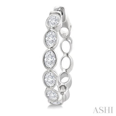 ASHI Oval Shape Bezel Set Diamond Fashion Hoop Earrings 630F1PPFGERWG-OV