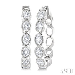 ASHI Oval Shape Bezel Set Diamond Fashion Hoop Earrings 630F1PPFGERWG-OV