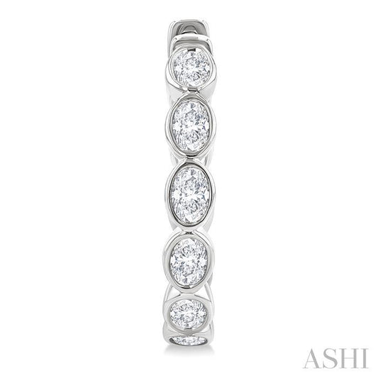 ASHI Oval Shape Bezel Set Diamond Fashion Hoop Earrings 630F1PPFGERWG-OV