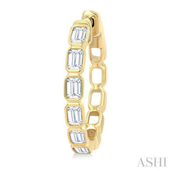 ASHI Emerald Shape Bezel Set Diamond Fashion Hoop Earrings 630F1PPFGERYG-OC