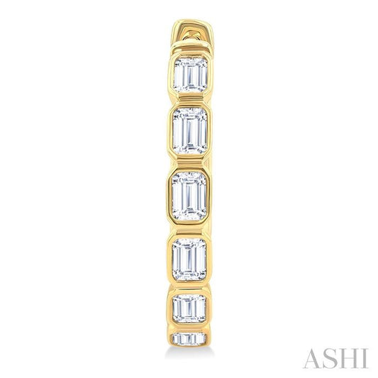 ASHI Emerald Shape Bezel Set Diamond Fashion Hoop Earrings 630F1PPFGERYG-OC