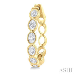 ASHI Oval Shape Bezel Set Diamond Fashion Hoop Earrings 630F1PPFGERYG-OV