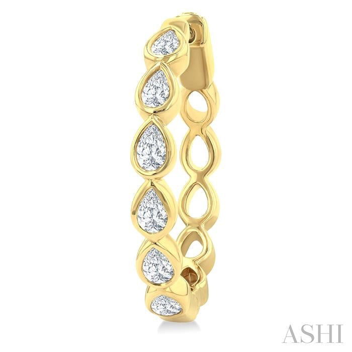 ASHI Pear Shape Bezel Set Diamond Fashion Hoop Earrings 630F1PPFGERYG-PR
