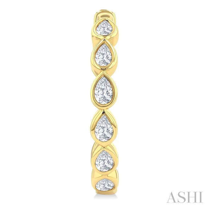 ASHI Pear Shape Bezel Set Diamond Fashion Hoop Earrings 630F1PPFGERYG-PR