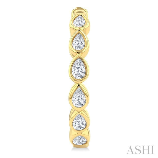 ASHI Pear Shape Bezel Set Diamond Fashion Hoop Earrings 630F1PPFGERYG-PR