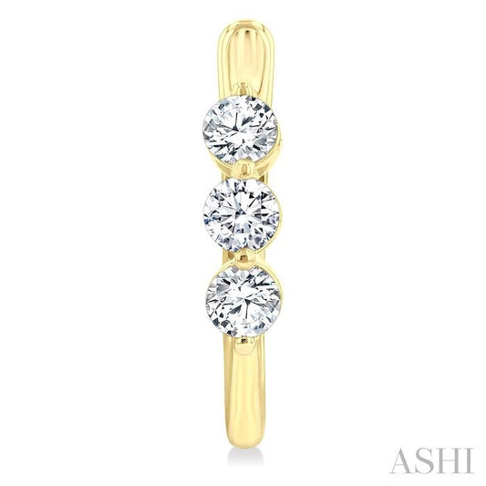 ASHI 3 Stone Diamond Hoop Earrings 631F1PPFGERYG