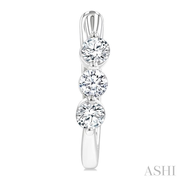 ASHI 3 Stone Diamond Hoop Earrings 631F2PPFGERWG