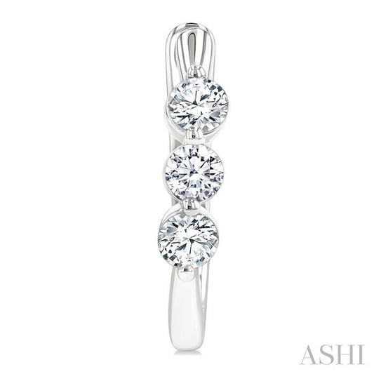 ASHI 3 Stone Diamond Hoop Earrings 631F2PPFGERWG