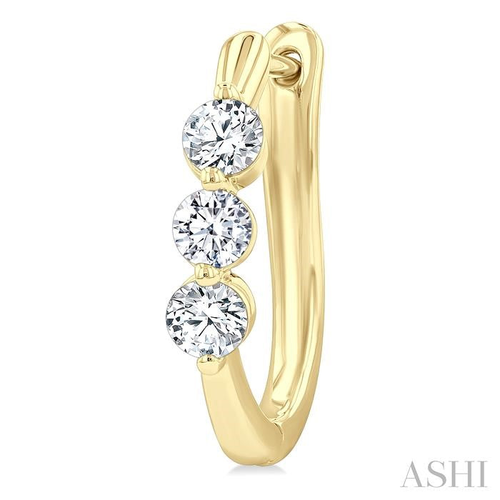 ASHI 3 Stone Diamond Hoop Earrings 631F2PPFGERYG