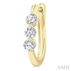ASHI 3 Stone Diamond Hoop Earrings 631F2PPFGERYG