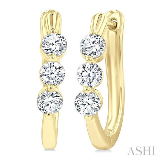 ASHI 3 Stone Diamond Hoop Earrings 631F2PPFGERYG