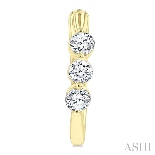 ASHI 3 Stone Diamond Hoop Earrings 631F2PPFGERYG