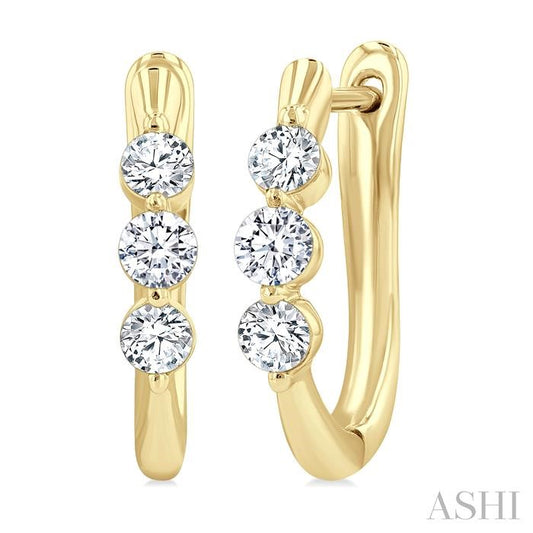 ASHI 3 Stone Diamond Hoop Earrings 631F3PPFGERYG