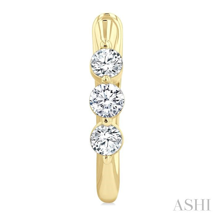 ASHI 3 Stone Diamond Hoop Earrings 631F3PPFGERYG