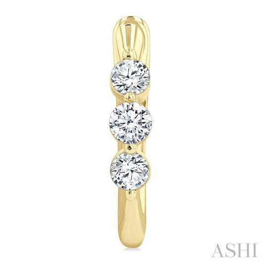 ASHI 3 Stone Diamond Hoop Earrings 631F3PPFGERYG