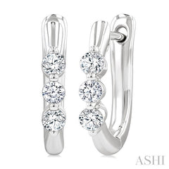 ASHI 3 Stone Diamond Hoop Earrings 631F5PPFGERWG