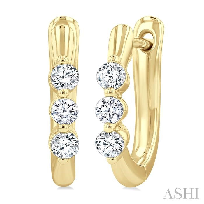 ASHI 3 Stone Diamond Hoop Earrings 631F5PPFGERYG